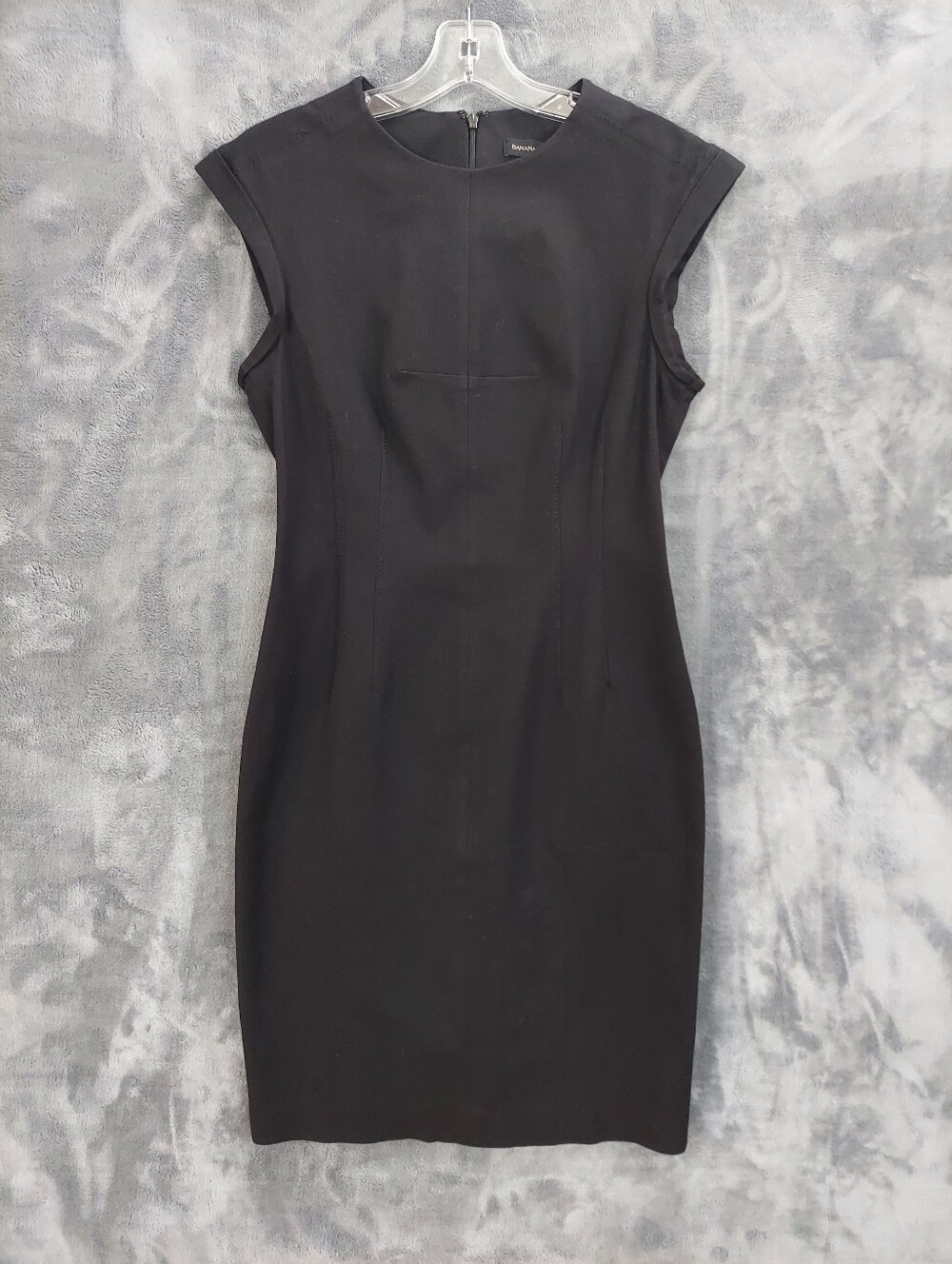 Banana Republic Black Cap-Sleeve Midi Sheath Dress, 6